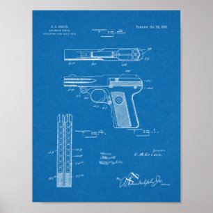 1916 Automatische Schusswaffenpatentkunst Zeichne  Poster