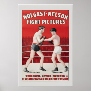 1916 Boxkampf-Filme im Vintage-Stil Poster