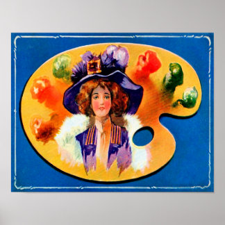 1916 Edwardianisches Mädchen auf dem Poster 'Maler