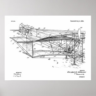 1916 Flugzeug-Biplane-Patent Zeichnend Kunstdruck Poster