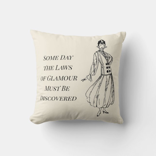 1916 Vintage Modefläche Schwarz-Weiß-Weiß Kissen (Vorderseite)