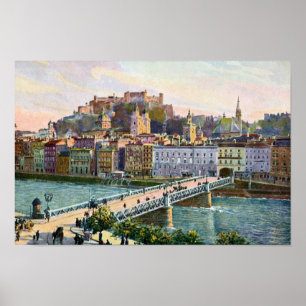 1916 Wasserarelle Salzburg Staat Bridge Poster