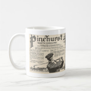 1916 Werbeanzeige PINEHURST, NC Golf-Touristenort Kaffeetasse