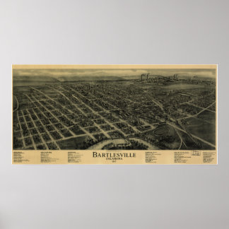 1917 Bartlesville, Ok Birds Eye Panorama Karte Poster