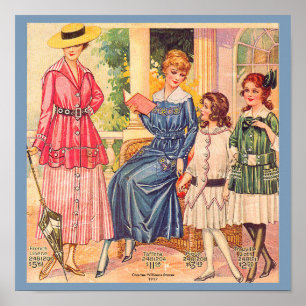 1917 Damen- und Mädchenmode, schöne Vintage Poster