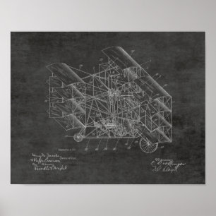 1917 Flugmaschine Flugzeug Patent Art Zeichnend Poster