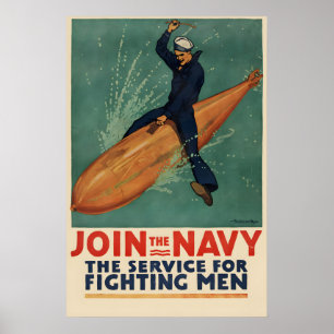 1917 Kämpfer treten der Marine bei! Erster Weltkri Poster