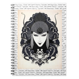 1917 Vintage Elegante Russische Jugendstil-Frau Notizblock