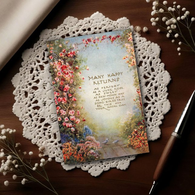 1917 Vintage Floral Geburtstagsgruß  Postkarte (Von Creator hochgeladen)