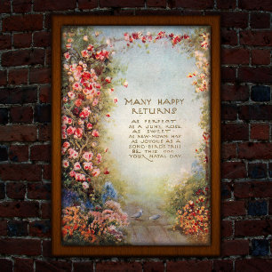 1917 Vintage Florale Geburtstagsgrüße  Poster