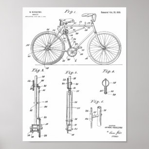 1918 Chainless Bicycle Design Patent Art Print Poster