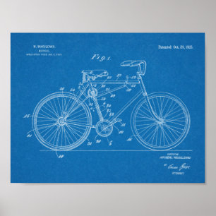 1918 Chainless Bicycle Design Patent Art Print Poster