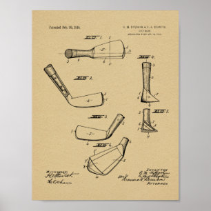 1918 Golf Club Head Patent Art Zeichnend Print Poster
