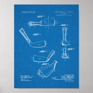 1918 Golf Club Head Patent Art Zeichnend Print Poster