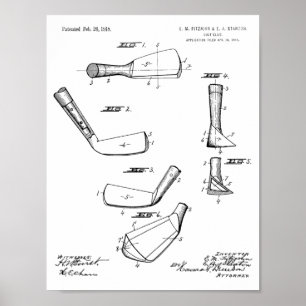 1918 Golf Club Head Patent Art Zeichnend Print Poster