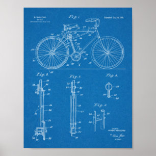 1918 Kettenloses Fahrrad-Design-Patent Kunststoffd Poster