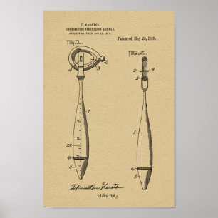 1918 Medical Reflex Hammer Patent Art Print Poster