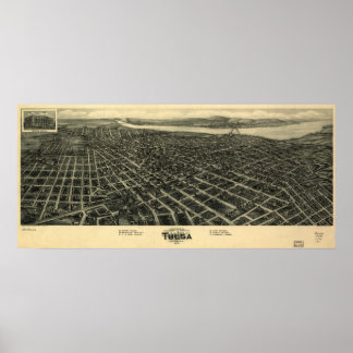 1918 Tulsa, Ok Birds Eye Panoramablick Karte Poster