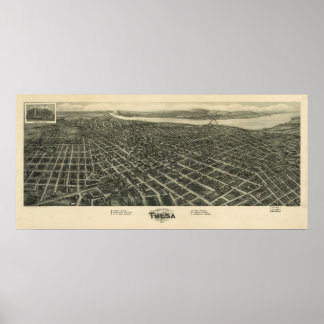 1918 Tulsa, Ok Birds Eye Panoramablick Karte Poster