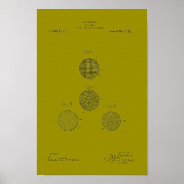 1918 Vintager Golf Ball Patentschrift Art Printing Poster (Vorne)