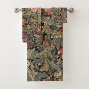 1918 Vintages, reichhaltiges Blumenband Brocade Da Badhandtuch Set