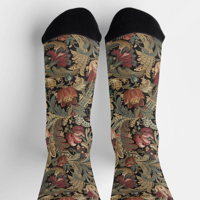 1918 Vintages, reichhaltiges Blumenband Brocade Da Socken (Oben)