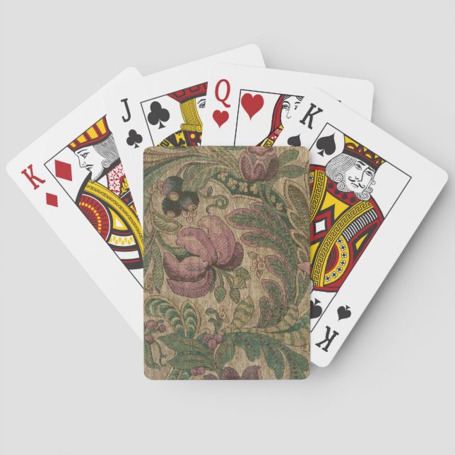 1918 Vintages, reichhaltiges Blumenband Brocade Da Spielkarten (Rückseite)
