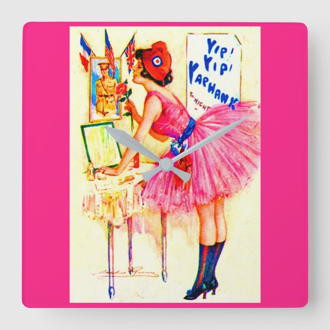 1918 Yip Yip Yaphank-Titelblatt Quadratische Wanduhr (Vorderseite)