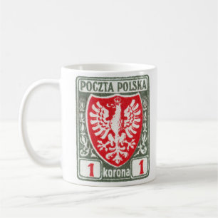1919 1k Polnische Adler-Briefmarke Tasse