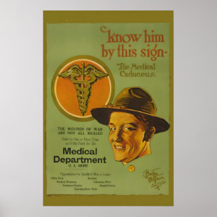1919 Armee Medizinischer Caduceus Erster Weltkrieg Poster