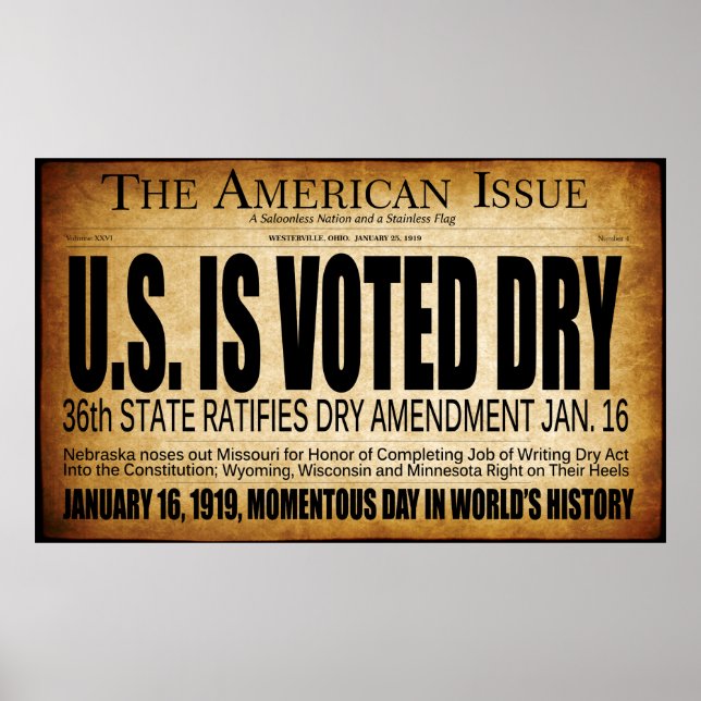 1919 BEGINNT DAS VERBOT DER TROCKENERIE! LEITLINIE POSTER (Vorne)