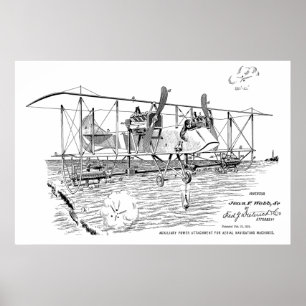 1919 Biplane Bomber Patent Art Zeichnend Print Poster