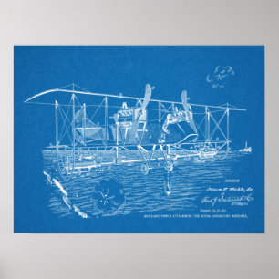 1919 Biplane-Flugzeug-Patent Art Zeichnend Print Poster