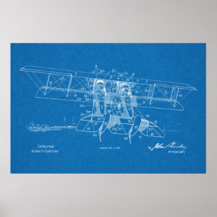 1919 Biplane Flugzeugpatentkunst Zeichnend Druck Poster