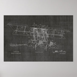 1919 Doppeldecker-Flugzeug-Patent Kunst Zeichnung  Poster