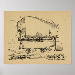 1919 Flugauto-Luftschiff-Patentkunstzeichnung Druc Poster