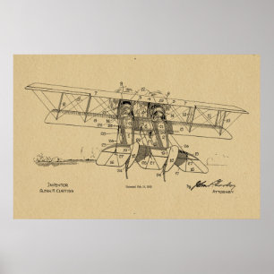 1919 Flugzeug-Biplane-Patent Zeichnend Kunstdruck Poster