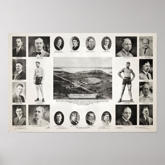 1919 Jeff Willard vs Jack Dempsey Kampfposter Poster (Vorne)