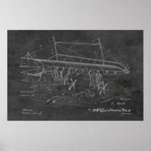 1919 Luftschiff-Flugzeug-Patent Art Zeichnend Prin Poster
