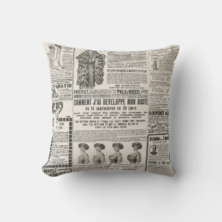 1919 Paris Fashion: Antique Newspaper Page Kissen