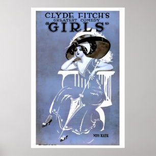 1919 Stummfilm 'Girls' Filmplakat Vintage Poster