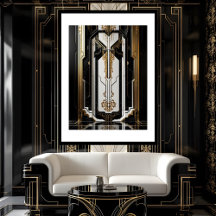1920 Art Deco Geometric gold Frame Schwarz-weiß
