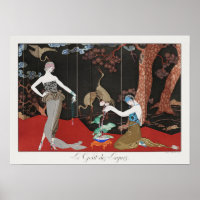 1920 Barbier Art Deco Französisch Mode Illustratio