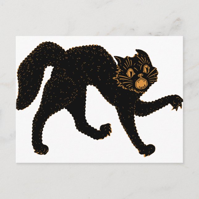1920 Beängstigende Schwarze Katze Postkarte (Vorderseite)