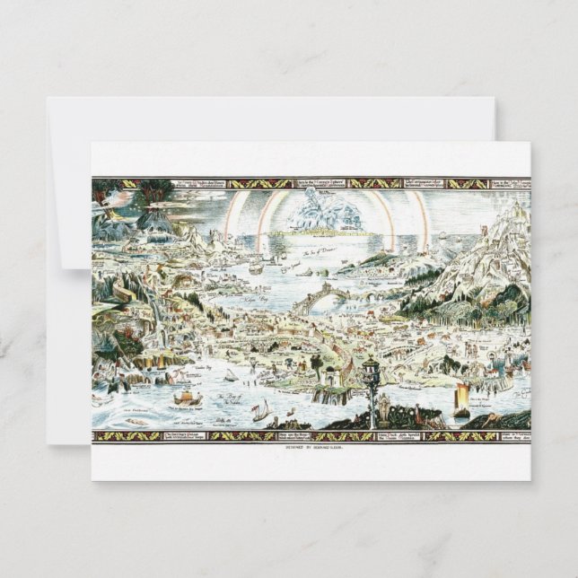 1920 Classic Fairyland Imaginary Map Einladung (Vorderseite)