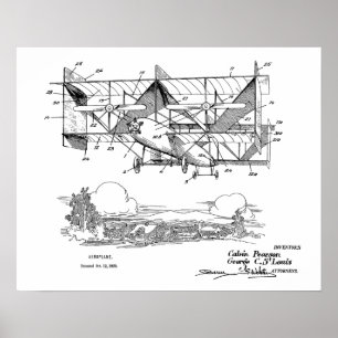1920 Doppeldecker-Flugzeug-Patentkunstzeichnung Dr Poster