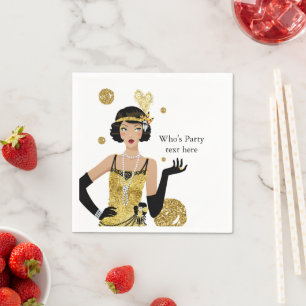1920 Flappapping Girl Gatsby , Art Deco Napkins Serviette