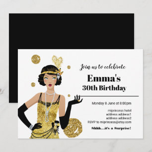 1920 Flapper Girl Einladung, Geburtstag Gatsby Einladung