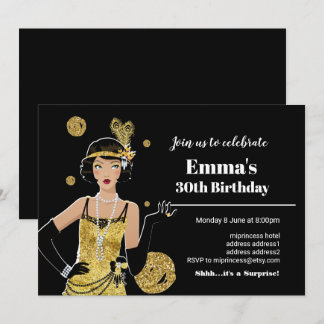 1920 Flapper Girl Einladung, Geburtstag Gatsby Einladung