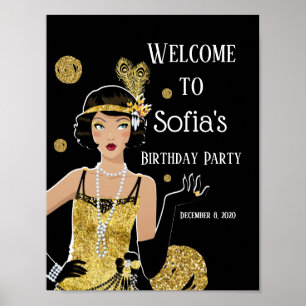 1920 Flapper Girl Gatsby Willkommensschild Poster